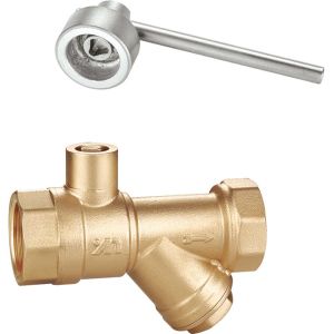 Buy cheap 1413 Magnetic Lockable Brass Ball Valve DN20 DN25 DN32 with Triangle Patterned Stemhead & Built-in Filter Function from wholesalers