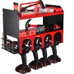 Buy cheap Metal Wall Mount Power Tool Storage Organizer with Four Drill Holders and Drill Bit Rack from wholesalers