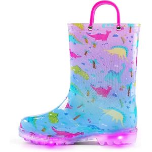 OEM PVC Light Up Childrens Wellington Boots With Handles Streamlined Design