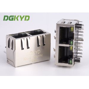 Right Angle 1 X 2 Port RJ45 Modular Jack With Internal Isolation Transformer