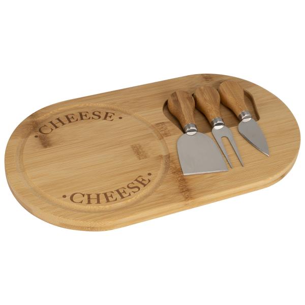 Quality Bamboo Rectangle Service Tray With bamboo Handled cheese knife tools for sale