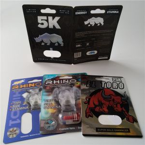 Buy cheap 3D Card Blister Pack Packaging Custom Printed Paper Card Rhino 7 Jaguar 30000 Sex Pill Pack from wholesalers