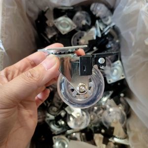 75mm Clear PU Furniture Casters Chrome Painted Soft Castors Swivel With Lock For