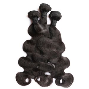 Natural Black Peruvian Body Wave Hair Bundles No Shedding Wet And Wavy