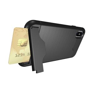 Buy cheap China Factory Brushed Texture Protective Back Cover Case for iPhone X with Holder and Card Slot from wholesalers