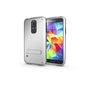 Buy cheap 3-in-1 case for Samsung S5, unique design with stand, silver color, strong protection from wholesalers