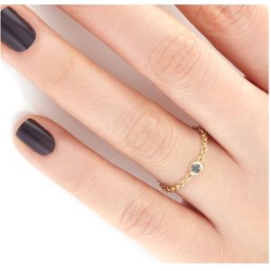 Buy cheap Trendy Women's 925 Sterling Silver Chain Ring with Bezel Setting Black CZ and Rhodium Plated for Engagement from wholesalers