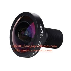1/2.5" 1.29mm 10Megapixel M12x0.5 mount 185degree Fisheye Lens, 4K fisheye lens