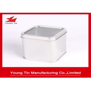 Buy cheap Empty Silver Square Metal Tins With 0.23 MM Tinplate Recyclable Clear PVC Window from wholesalers
