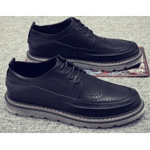 Buy cheap Retro Breathable Leather Mens Brogue Sneakers Stitched Reinforced from wholesalers