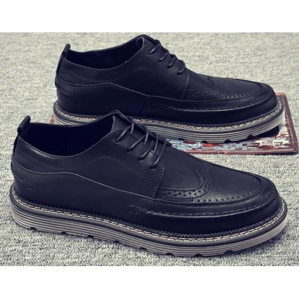 Quality Retro Breathable Leather Mens Brogue Sneakers Stitched Reinforced for sale