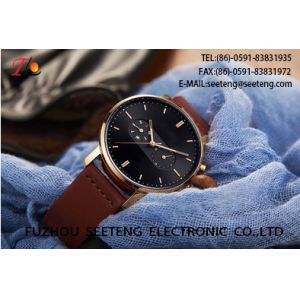 Buy cheap wholesale Pu watch Round dial alloy case quartz watch delicate fashion watch concise style dark brown pu strap from wholesalers
