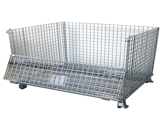 China 2 swivel Folding Wire Container , SGS Pallet Mesh Container on sale
