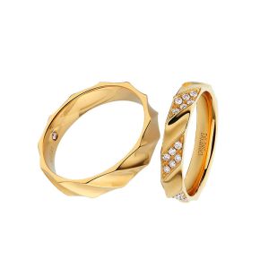 China Crisscross Overlapping 18k Yellow Gold Ring Pairs For Couples on sale