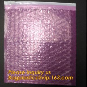 Buy cheap wholesale metallic glossy holographic cosmetic packing Zip lockk bubble pouch slider zipper bubble bag bagease bagplastics from wholesalers