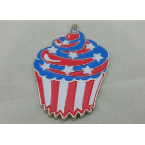 Buy cheap 2.0mm Colorful Cupcake Enamel Medal , Glitter Filled And Gold Plating from wholesalers