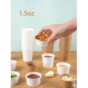 2oz Eco Friendly Biodegradable Kraft Sauce Cups With Lids