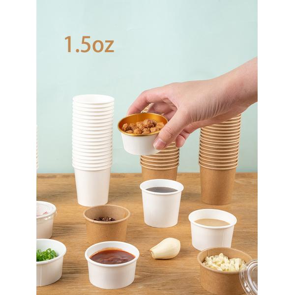 2oz Eco Friendly Biodegradable Kraft Sauce Cups With Lids