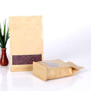 Open Window Brown k Flat Bottom Zipper Pouch