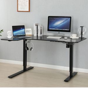 Buy cheap Height Adjustable Office Table with Custom Work Station Design in Modern Black Wood from wholesalers