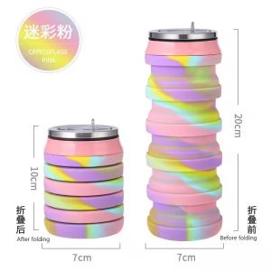 Buy cheap Folding Silica Gel Water Bottle 480ml Collapsible Silicone Coffee Mug from wholesalers