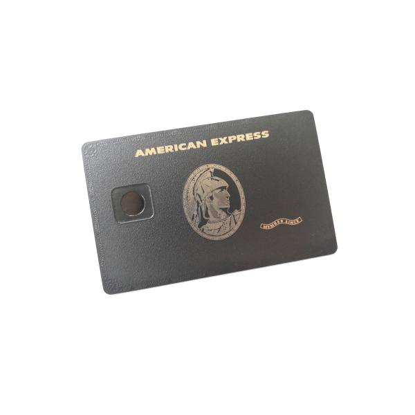 Quality Big Chip Hole Frosted Laser Engrave Matt Black Metal Cards for sale