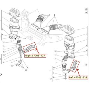 Buy cheap For Maserati 2017+ Levante Lower Left & Right Turbo Air Inlet Hose Assembly OEM 670031927 670031928 from wholesalers