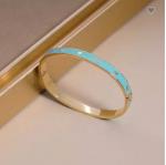 Buy cheap Luxury Brands Enameled Blue Love Buckle Bracelet 24k Gold Stainless Steel Bangle from wholesalers
