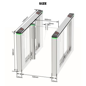 Buy cheap HCW Swing Barrier Turnstile Automatic Gate with 1600*120*980mm Chassis RS485/RS232 Interface and 130W Servo Motor from wholesalers