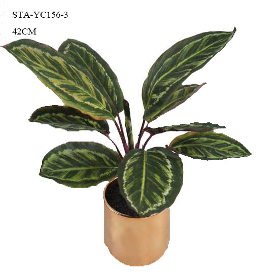 Natural Looking Small Calathea Faux Monstera Plant 42CM Bonsai With Ceramics Pot