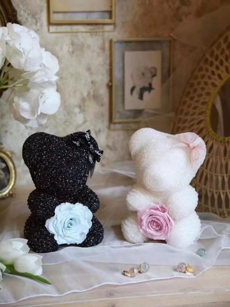 Quality New Arrival Christmas Gift Diamond Bear Preserved Rose Bear Valantine's day gift   Christmas day gift for sale