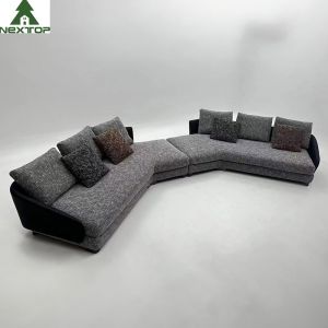 Luxury Hotel Lobby Reception Modular Sofa Set High End Villa Fabric Grey Linen