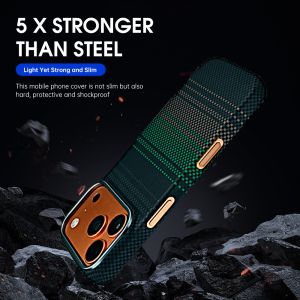 Green Color Customized Pattern Aramid Carbon Fiber Mobile Cover for iPhone 17