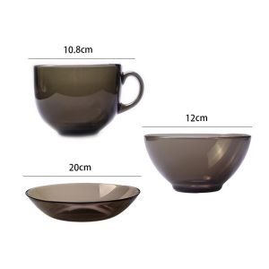 Buy cheap Simple 4mm Thick Grey Transparent Glass Saucer Set from wholesalers