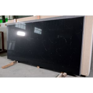 Buy cheap Home Decoration Engineered Artificial Cararra Quartz Stone Sheet Black Color from wholesalers