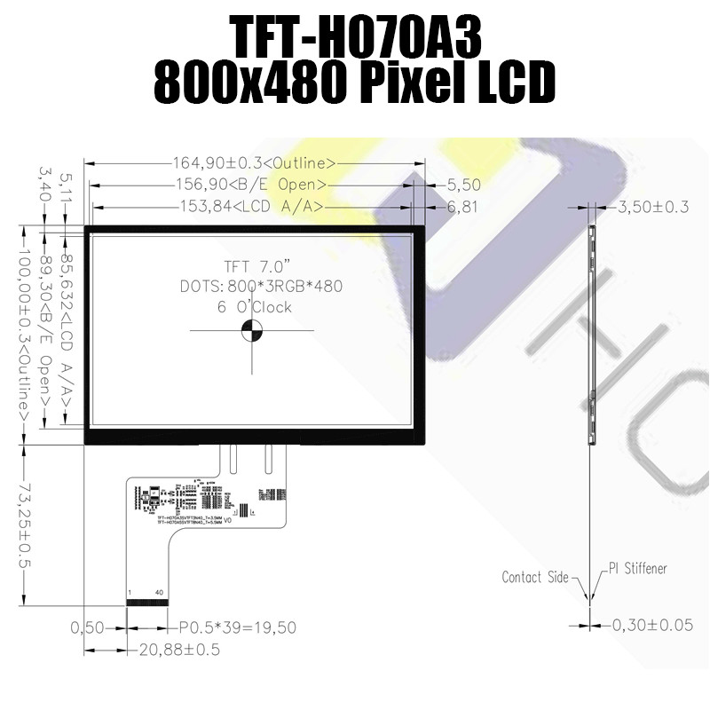 Buy cheap 7 Inch 800x480 TFT LCD Display With RGB Interface from wholesalers