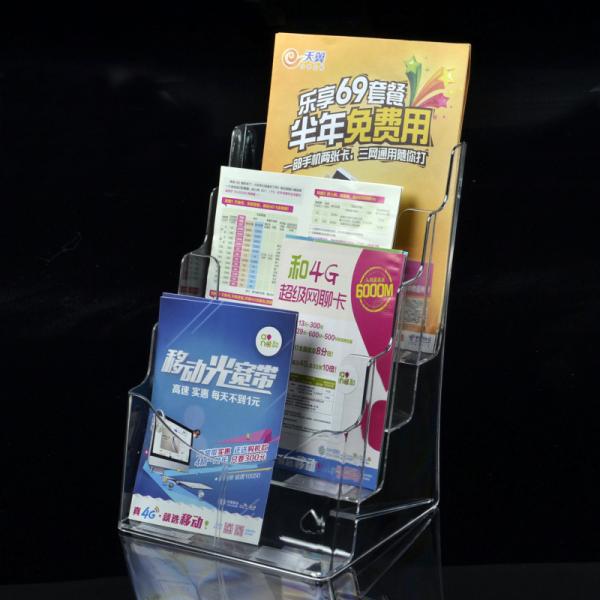 Quality A4 4 pocket  acrylic brochure holder,LEAFLET STANDS PLASTIC HOLDER ACRYLIC FLYER table leaflet holder for sale
