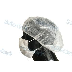 White Disposable Bouffant Surgical Caps Round / Flat Elastic High Air Permeabili
