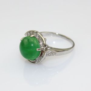 Buy cheap 925 Sterling Silver Ring 11mm Round Green Jade Cubic Zirconia(F03) from wholesalers