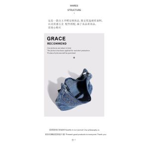 Buy cheap 2024 CROSS-BORDER NEW UNDERARM BAG NICHE DESIGN RETRO WASH DENIM BAG SENIOR DUMPLING BAG from wholesalers