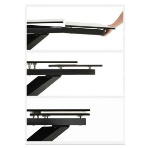 Rectangular Black Ceramic Extending Dining Table , Marble Metal Base Dining