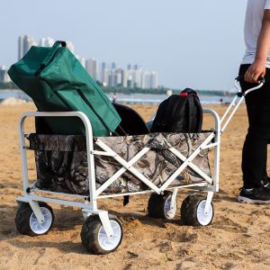 Buy cheap Qingdao Port Heavy-Duty Iron Frame Fabric Camping Trolley Folding Wagon from wholesalers