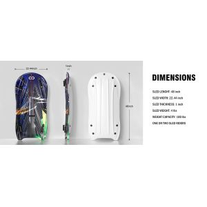 Customizable Logo 48'' HDPE Plastic Snow Sled with 2 Handles Pull Rope