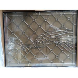 Buy cheap Free design a Peacock Design decorative bevel glass  with zinc caming and baroque glassfor transoms to u.s clients from wholesalers