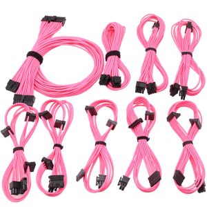 Buy cheap Modular Cable for Power Supply Bright Braided Power Supply Modular Cable Kits 24 Pin 8Pin 6Pin Length 630mm Gold Pink from wholesalers
