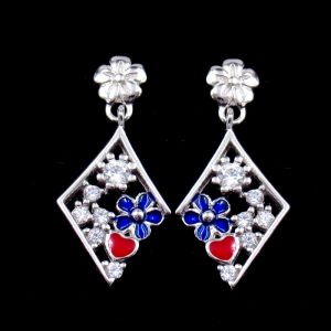 Buy cheap Fashion Colorful Enamel White Gold Plated Flower Shaped Earring For Engagement from wholesalers