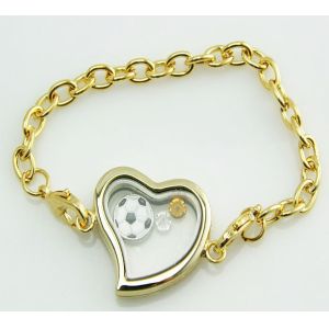 Buy cheap Stainless Steel Glass Heart Plated Floating Charm Living Lockets Chain Bracelet GLB016 from wholesalers