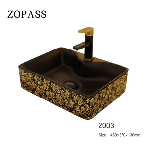 Buy cheap Electroplate Golden Square Ceramic Basin Table Top For Cabinet from wholesalers