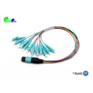 Buy cheap OM3 12F MPO Trunk Cable  50 / 125μm MPO Male to LC UPC Fanout 0.9mm LSZH 0.3M Senko Low Insertion Loss from wholesalers