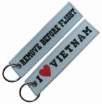 Buy cheap Remove Before Flight Embroidered Keychains With Eyelet Ring from wholesalers